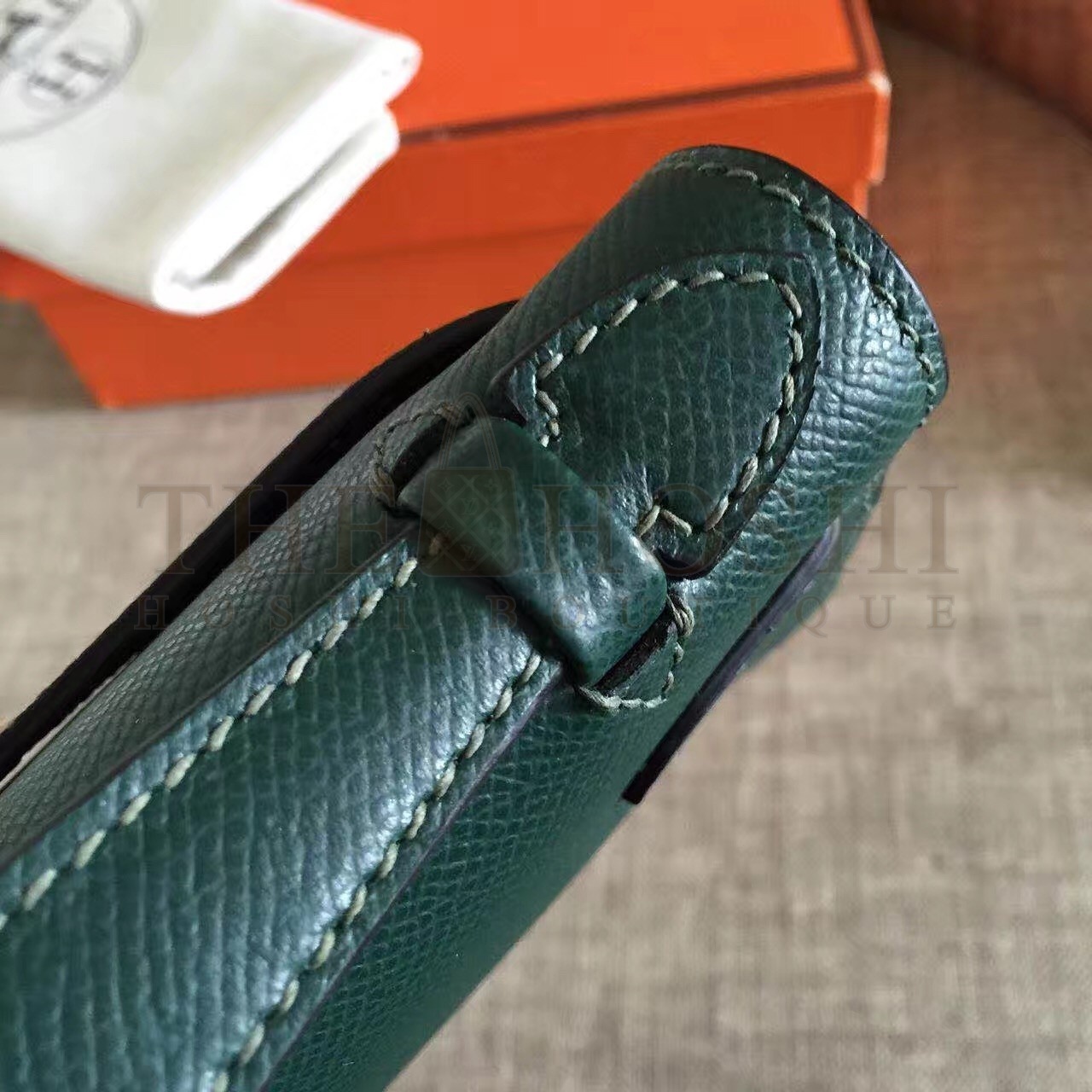 H**me5 Dark Green Kelly Pochette Epsom Handmade Bag Master Quality
