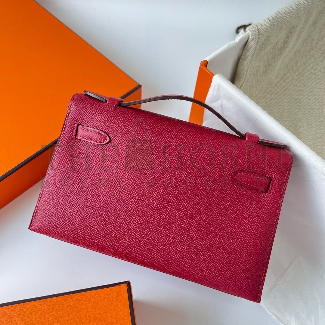 H**me5 Kelly Pochette Handmade Bag In Rouge Grenat Epsom Calfskin Master Quality