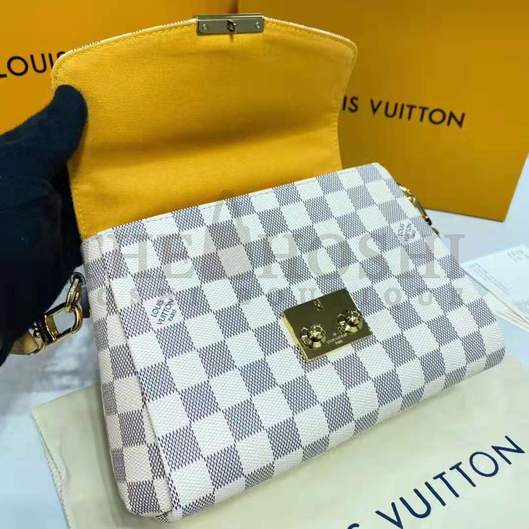 L0vis Vvtt0n LV Women Croisette Hand Bag Pink Damier Azur Coated Canvas Master Quality