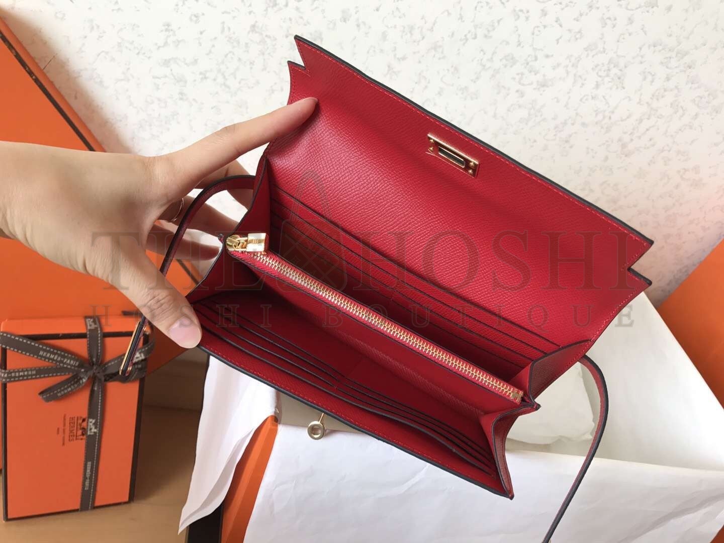 H**me5 Kelly Classic Long Wallet In Red Epsom Leather Master Quality