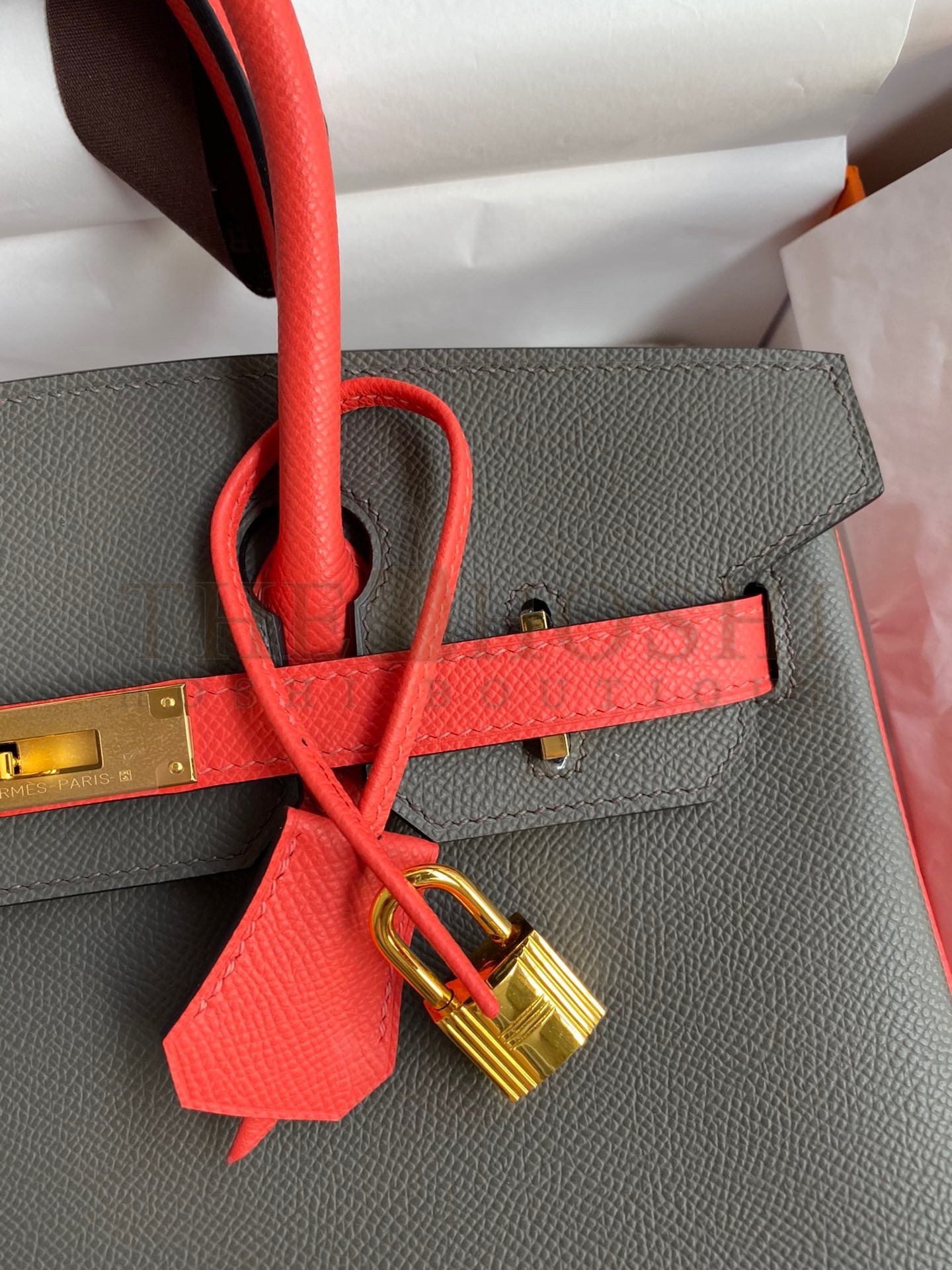 H**me5 HSS Birkin 30 Bicolor Bag in Etain and Piment Epsom Calfskin Master Quality