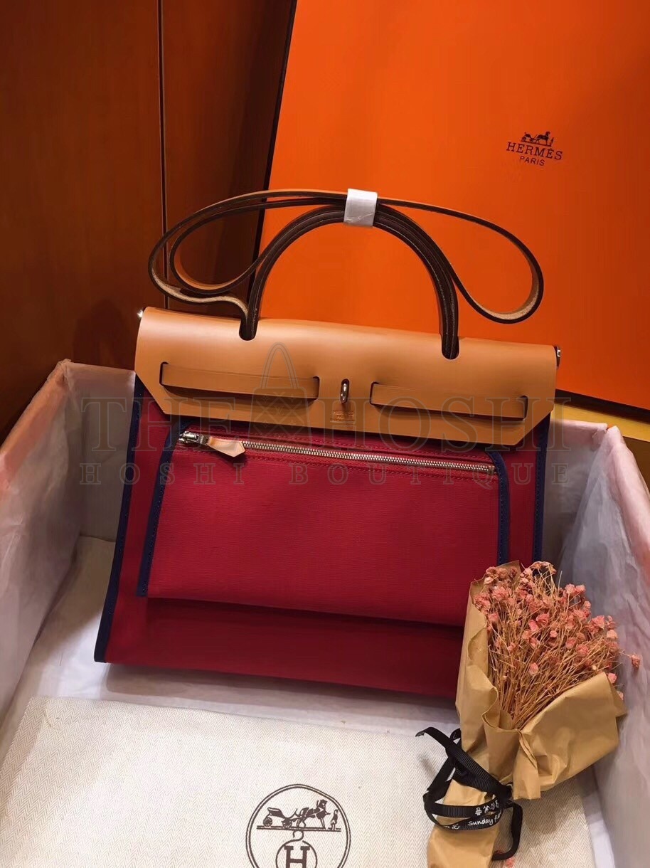 H**me5 Herbag Zip 31cm Bag In Brown And Red Master Quality