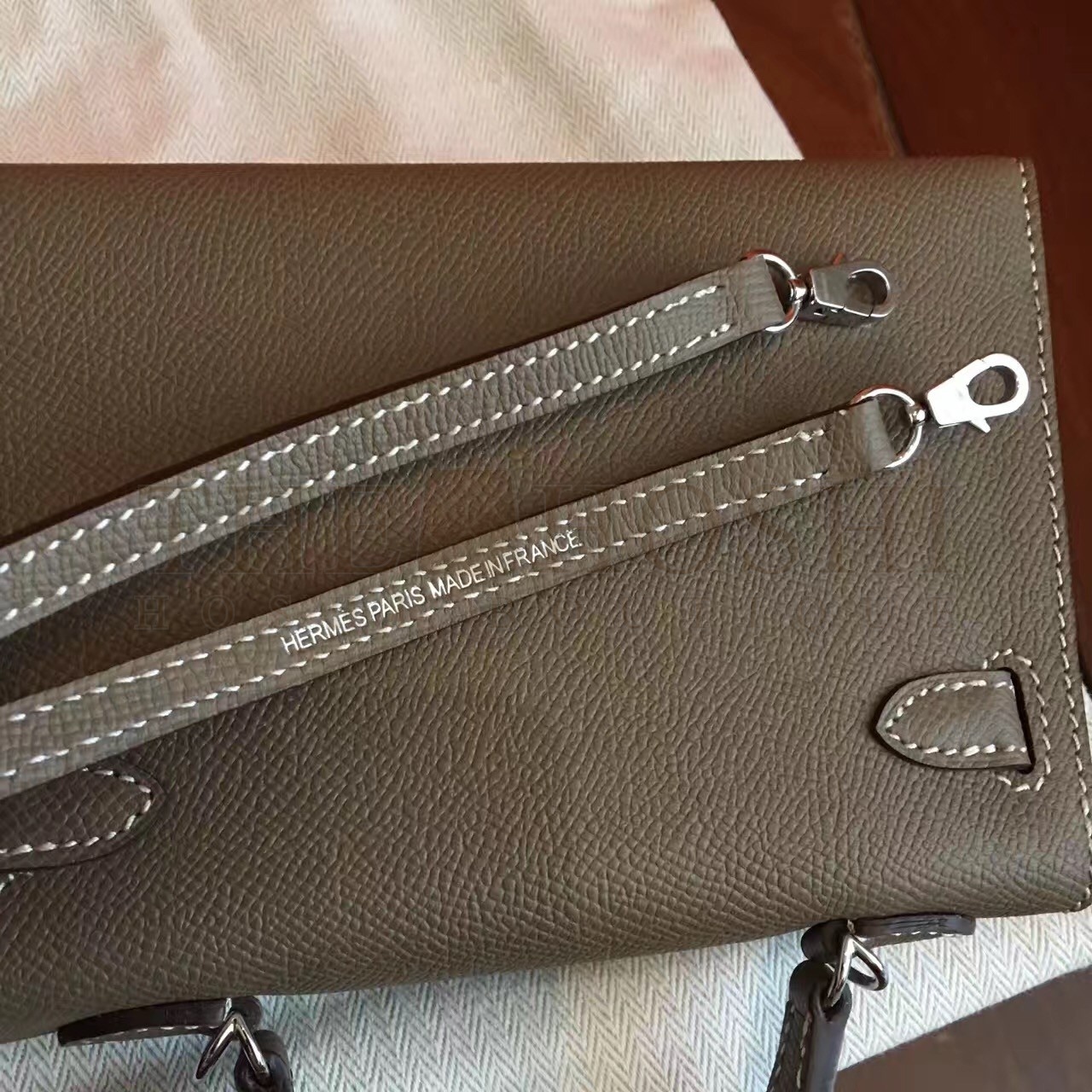 H**me5 Taupe Epsom Kelly Mini II Handmade Bag Master Quality