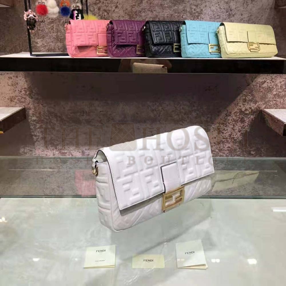 F**di Women Iconic Large Baguette Leather Bag-White Master Quality