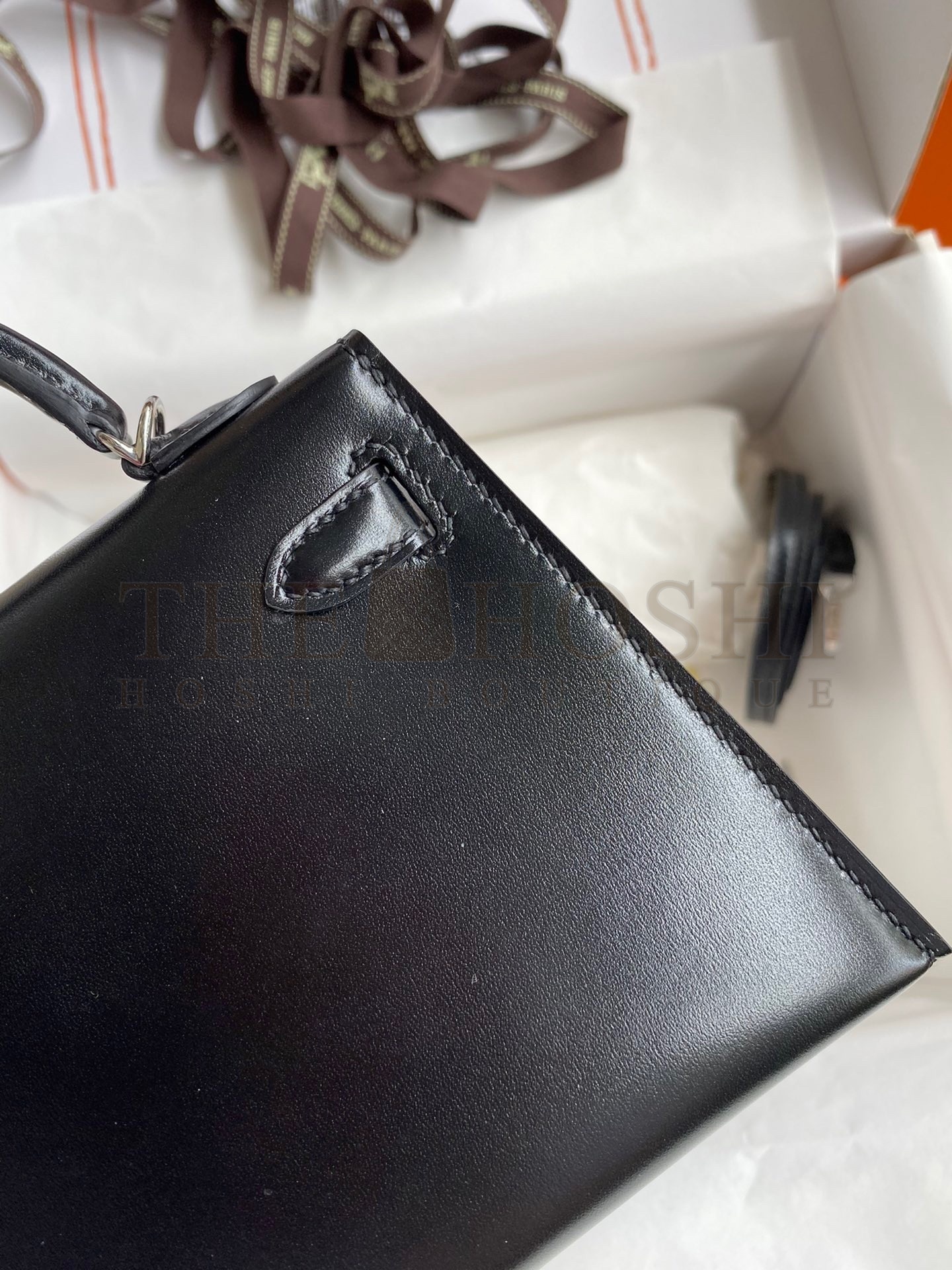 H**me5 Kelly Mini II Sellier Handmade Bag In Black Box Calfskin Master Quality