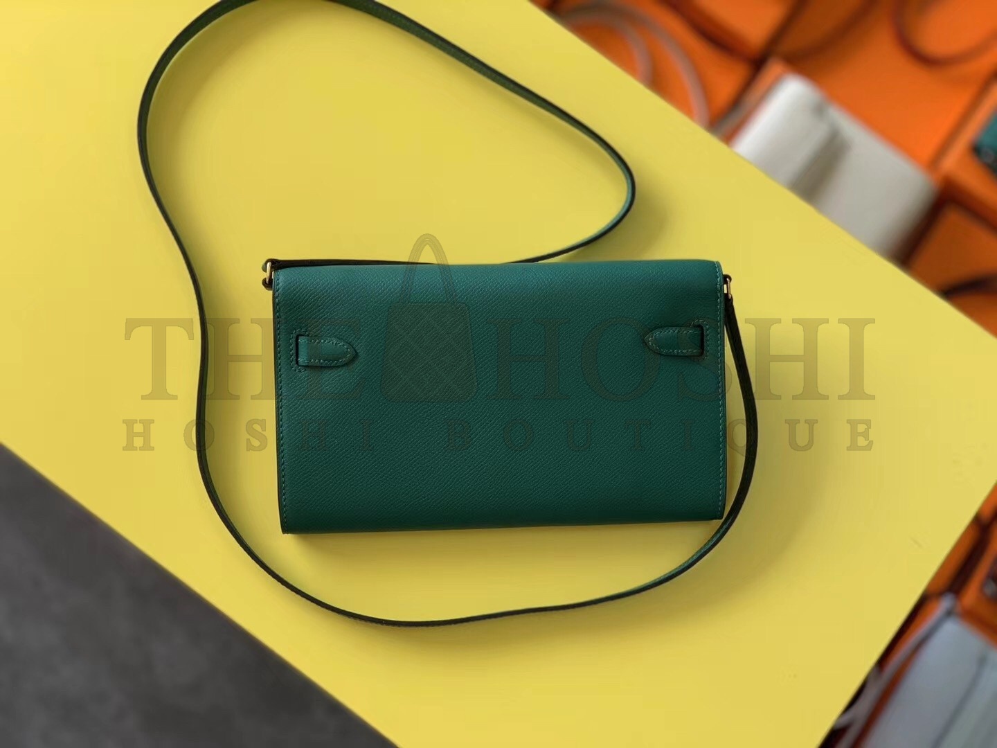 H**me5 Kelly Classique To Go Wallet In Malachite Epsom Calfskin Master Quality