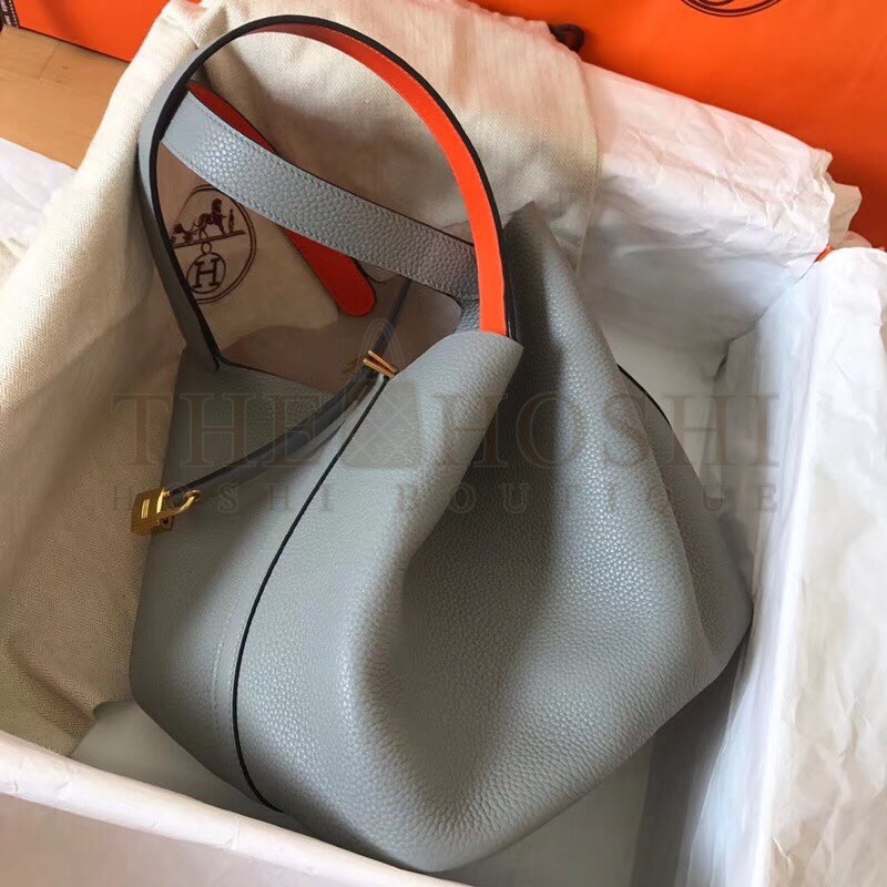 H**me5 Bicolor Picotin Lock MM 22cm Blue Lin Bag Master Quality