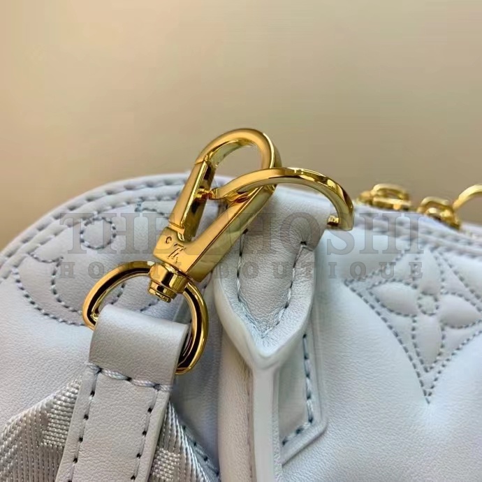 L0vis Vvtt0n LV Women Alma BB Handbag Blue Quilted Embroidered Smooth Calf Leather Master Quality