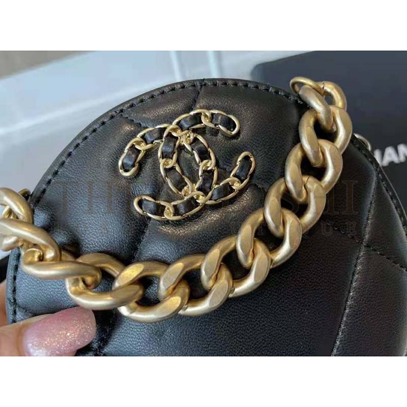 Ch**el Women Ch**el 19 Clutch with Chain Lambskin Gold Silver-Tone &amp; Ruthenium Black Master Quality