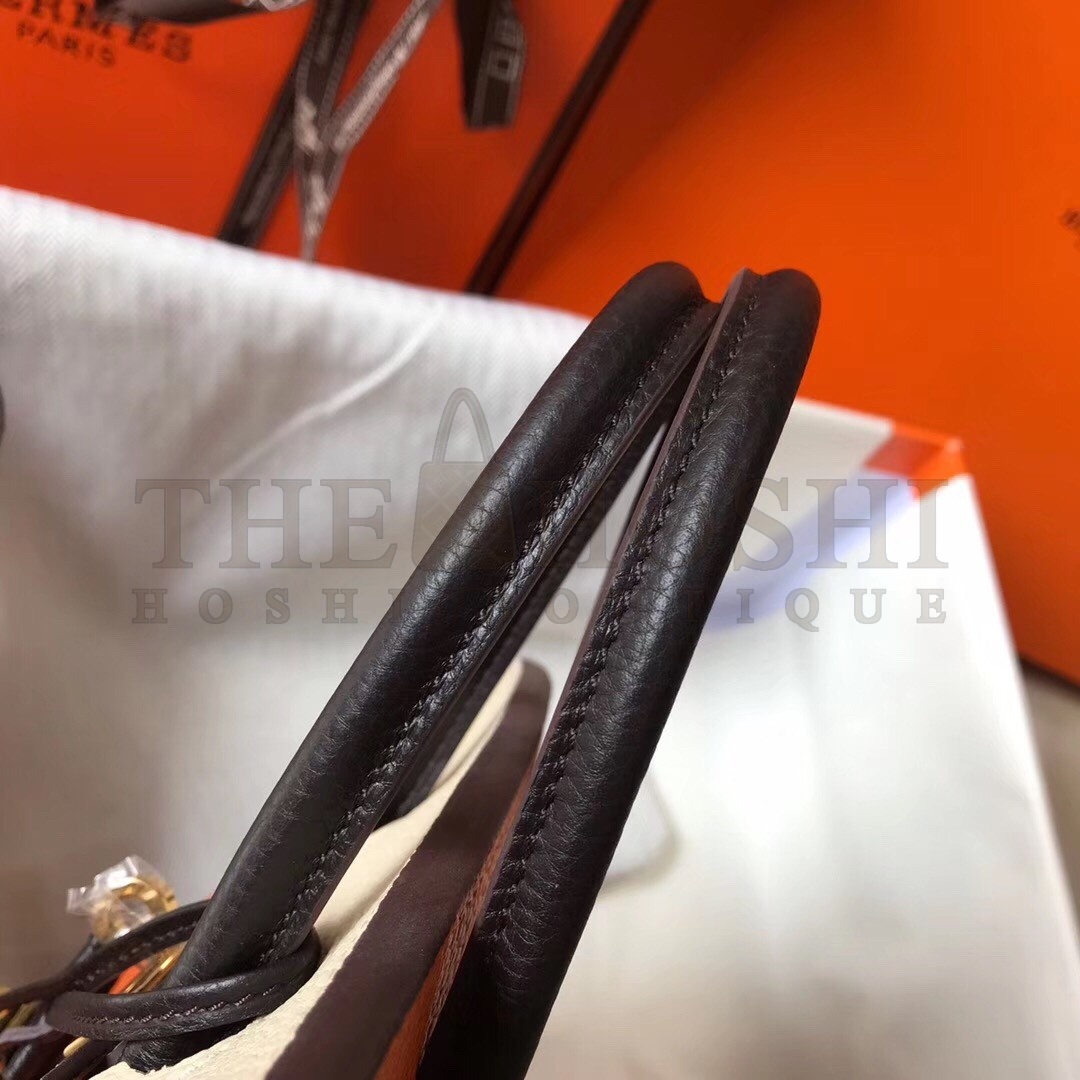H**me5 Tri-Color Birkin 25cm Bag In Orange/White/Black Clemence Leather Master Quality