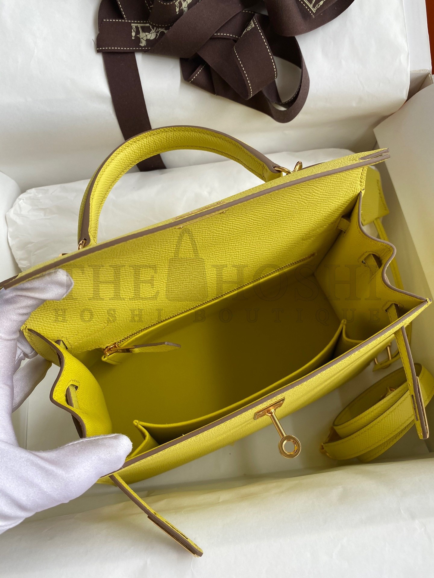 H**me5 Epsom Kelly 25cm Sellier Handmade Lime Bag Master Quality