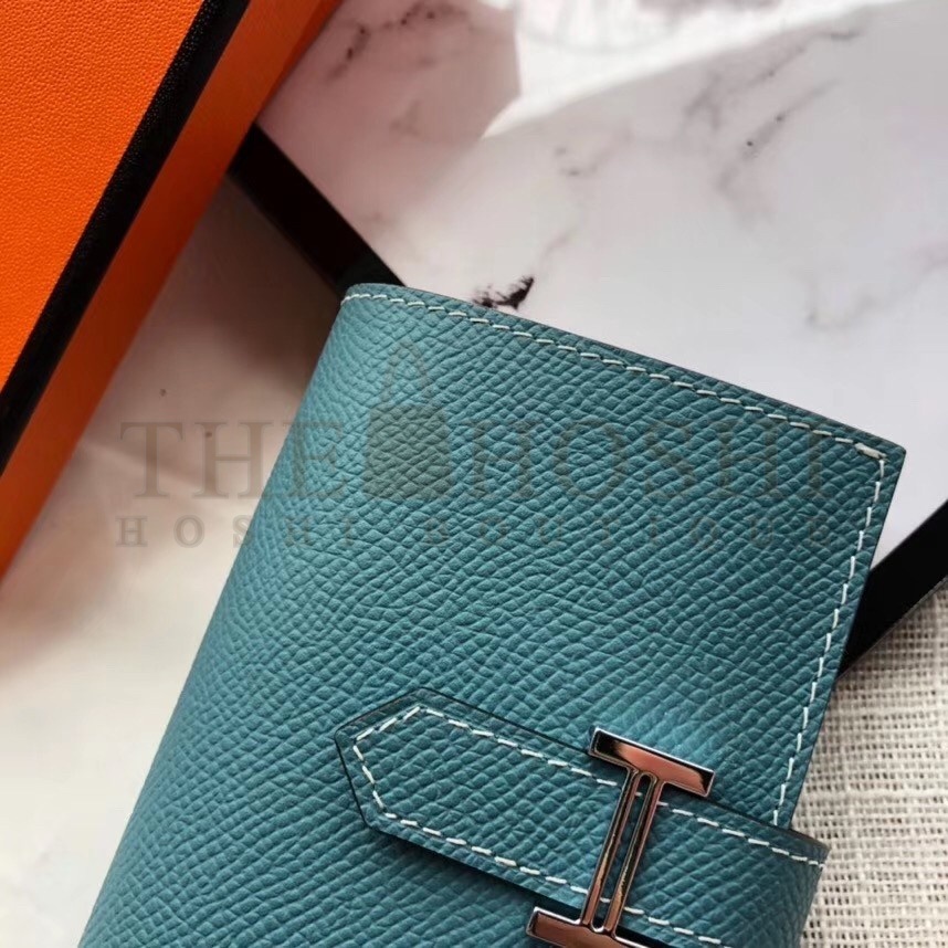 H**me5 Bearn Mini Wallet In Blue Jean Epsom Leather Master Quality