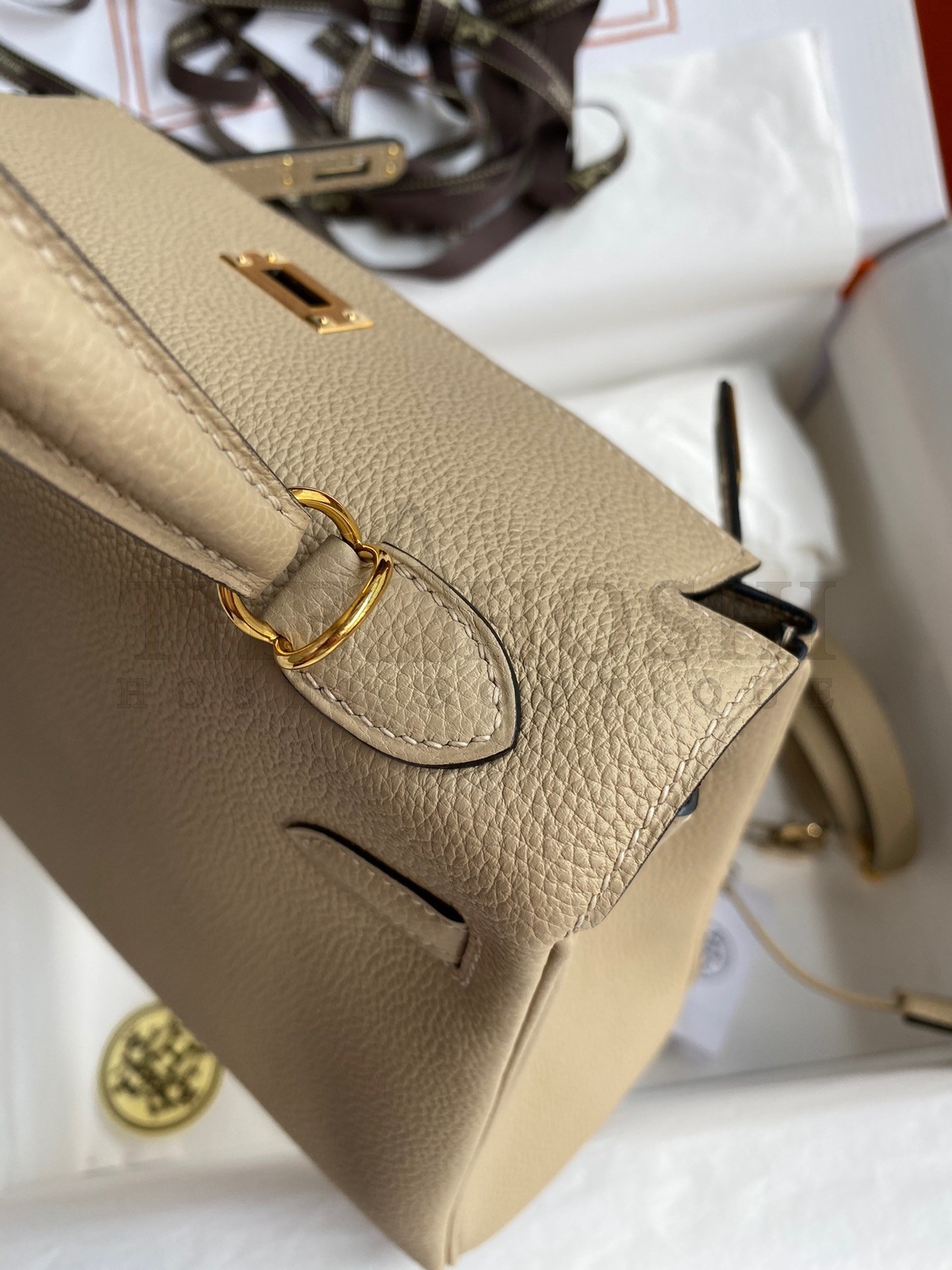 H**me5 Kelly Retourne 25 Handmade Bag In Trench Clemence Leather Master Quality