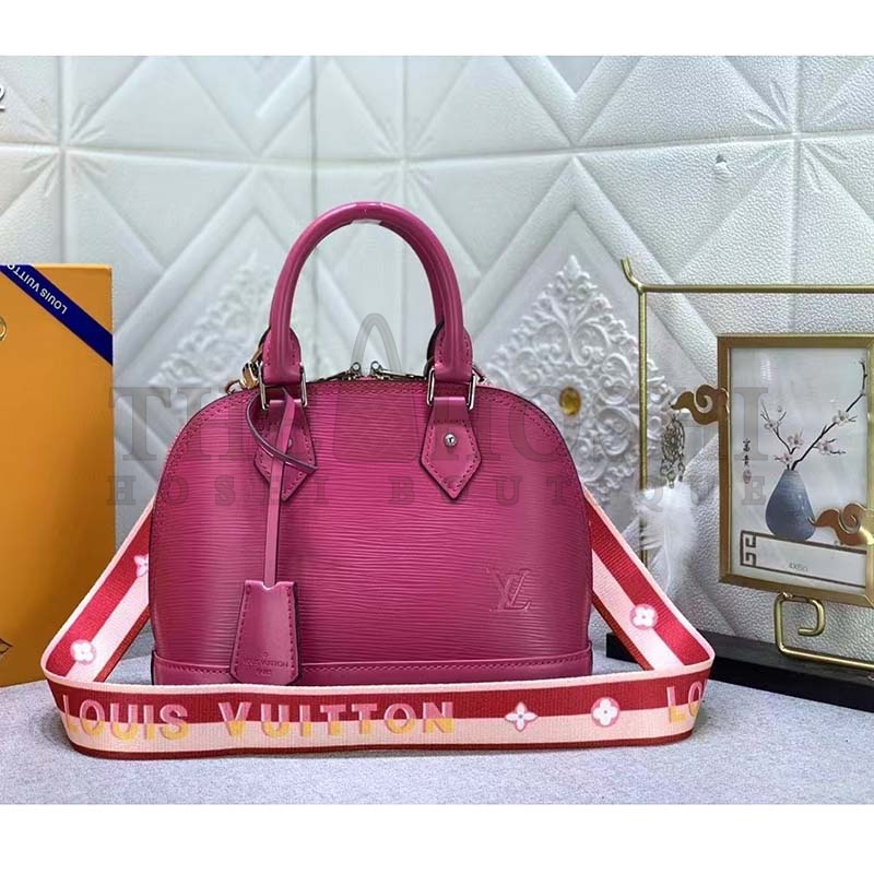 L0vis Vvtt0n LV Women Alma BB Handbag Pink Epi Grained Cowhide Leather Master Quality