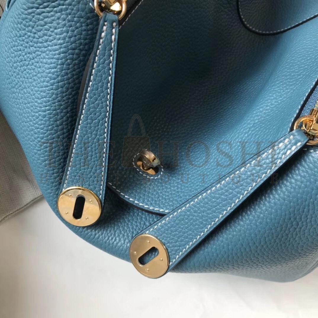 H**me5 Lindy 30cm Bag In Blue Jean Clemence Leather Master Quality