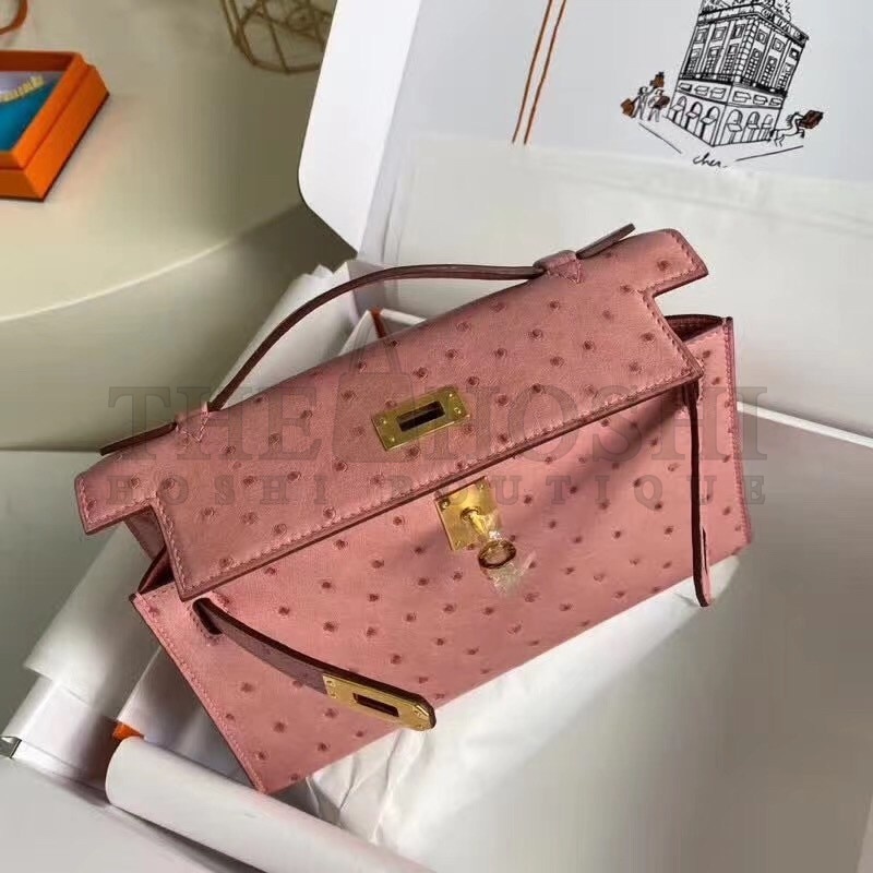 H**me5 Terre Cutie Kelly Pochette Ostrich Handmade Bag Master Quality
