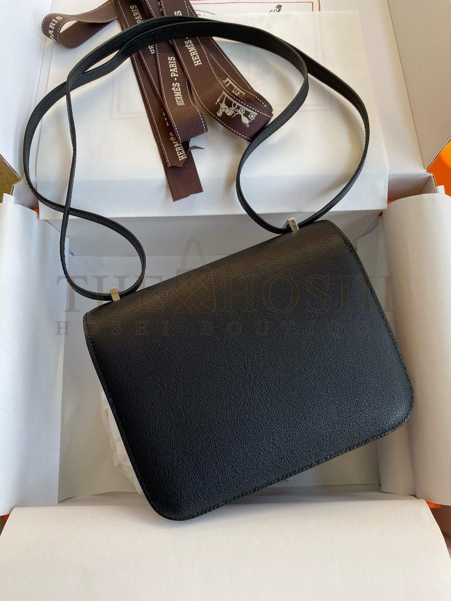 H**me5 Constance Enamel 18 Handmade Bag In Black Swift Calfskin Master Quality