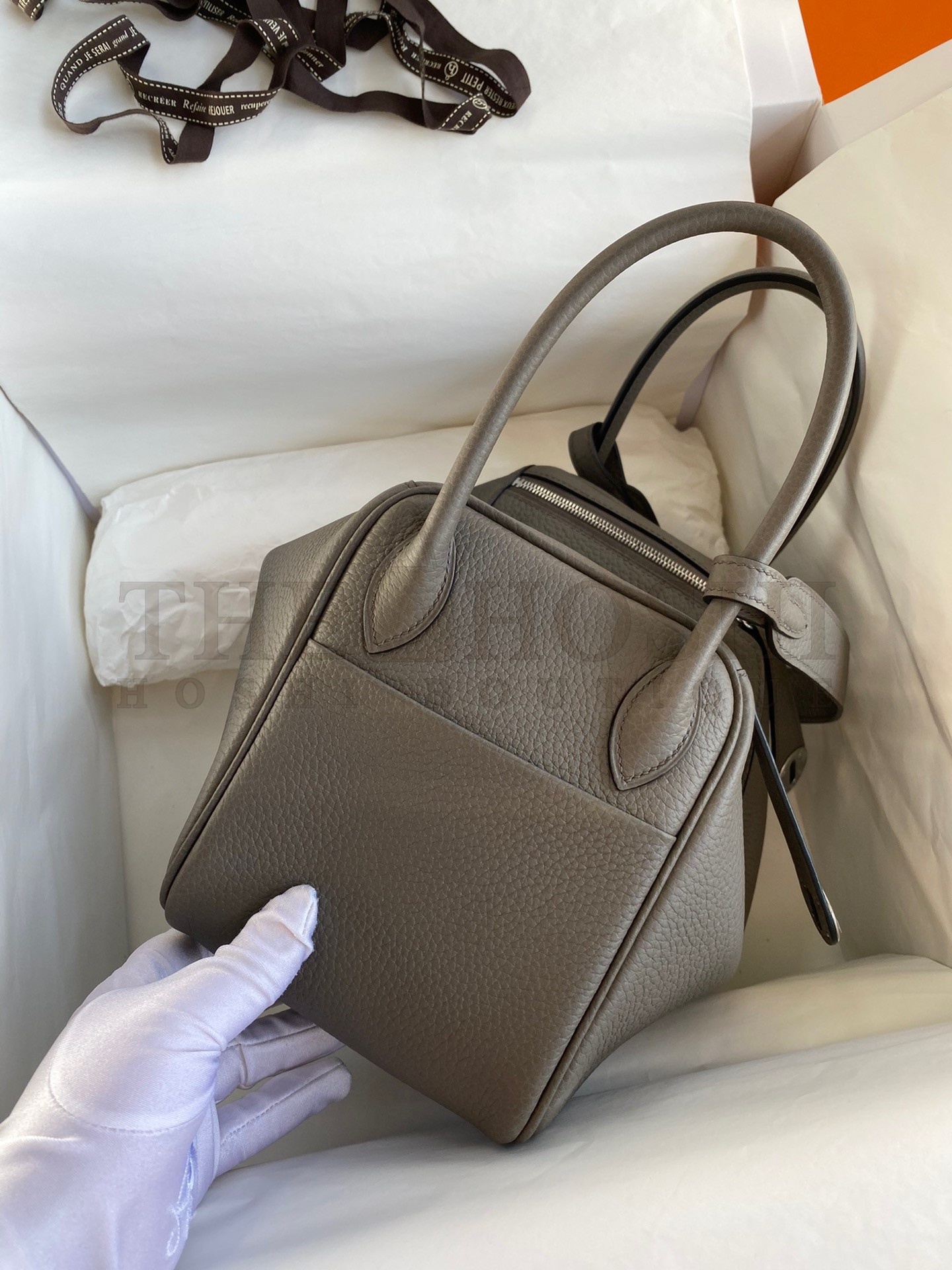 H**me5 Lindy 26 Handmade Bag In Etain Clemence Leather Master Quality