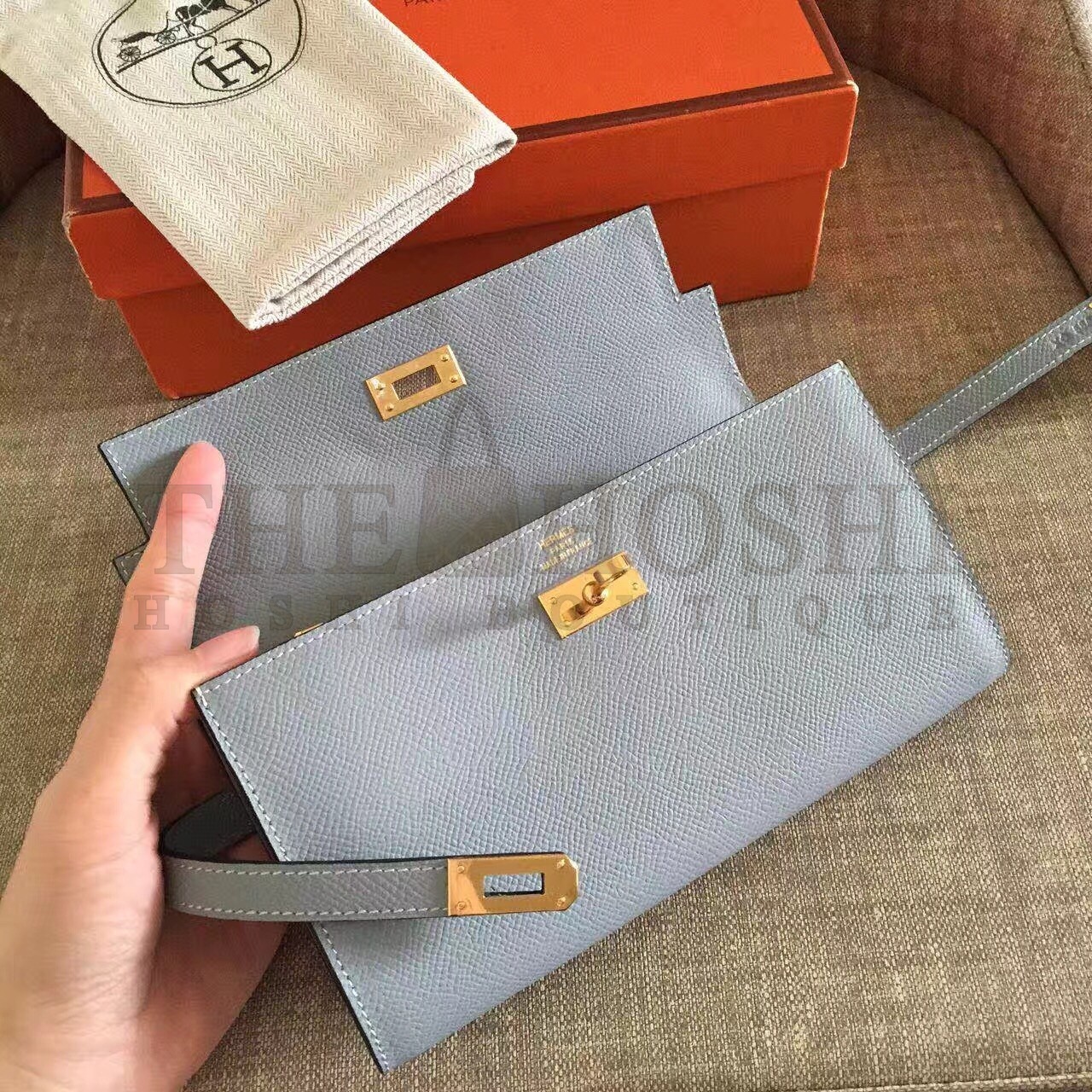 H**me5 Kelly Classic Long Wallet In Ciel Epsom Leather Master Quality
