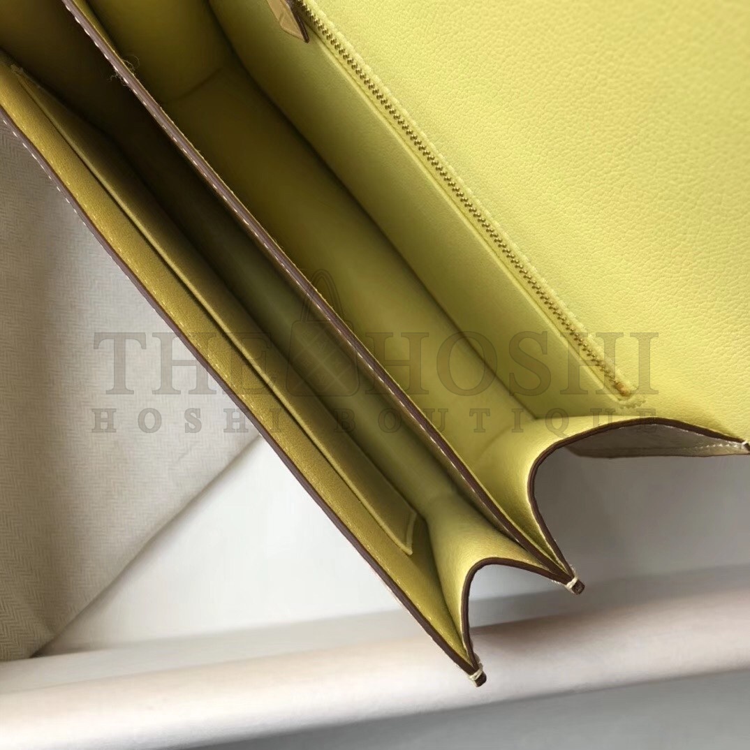 H**me5 Constance 24cm Bag In Jaune Poussin Embossed Crocodile Master Quality