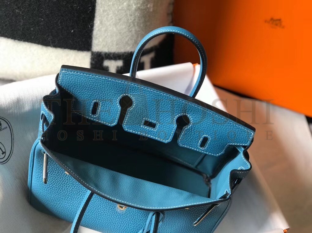 H**me5 Birkin 25cm Bag In Blue Jean Clemence Leather Master Quality