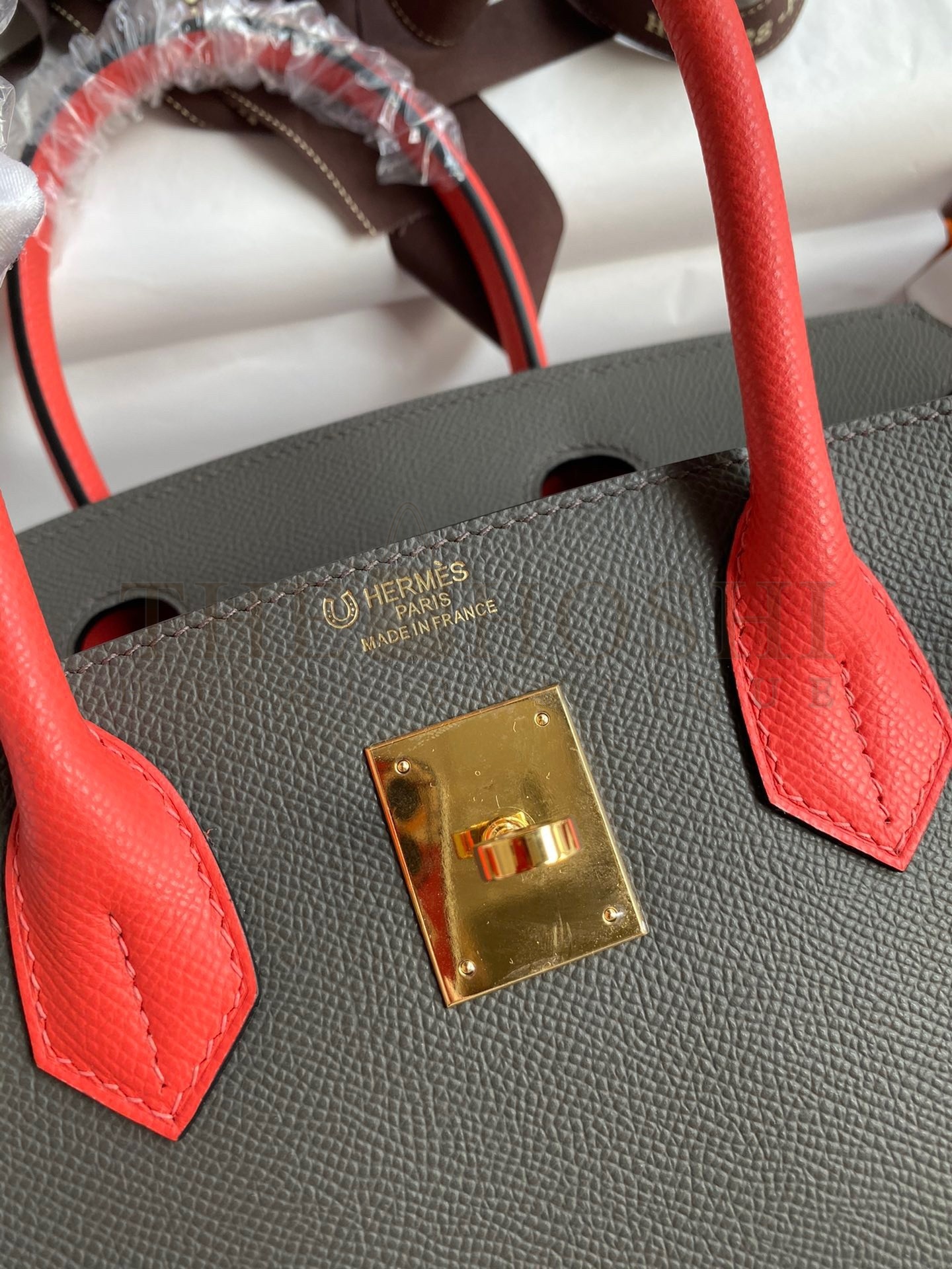 H**me5 HSS Birkin 30 Bicolor Bag in Etain and Piment Epsom Calfskin Master Quality