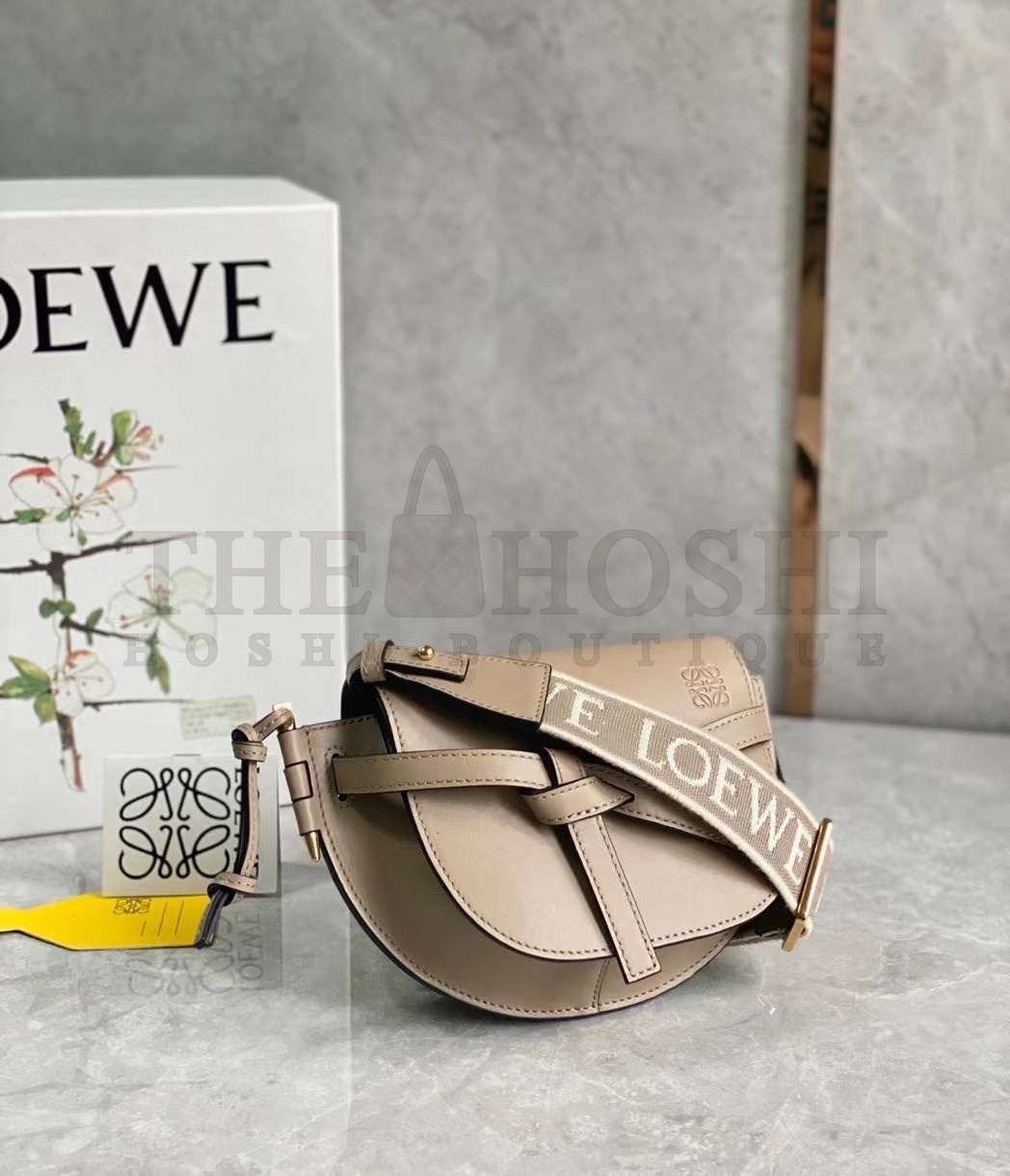 L0ew* Mini Gate Dual Bag In Sand Calfskin Master Quality