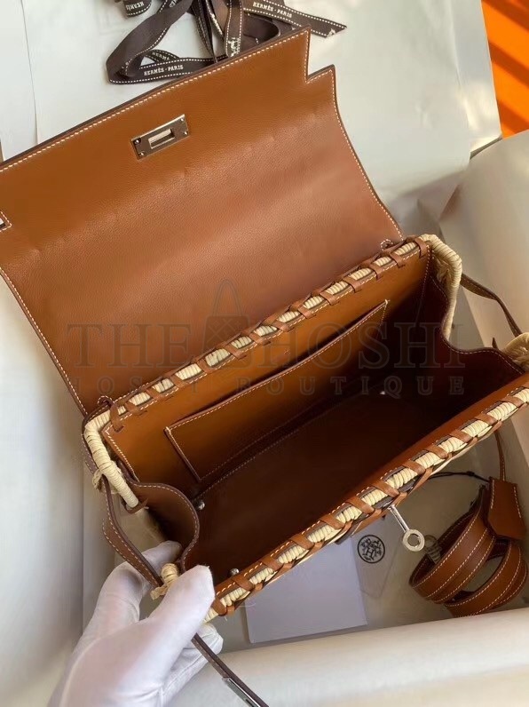 H**me5 Brown Picnic Kelly 28cm Wicker Bag Master Quality