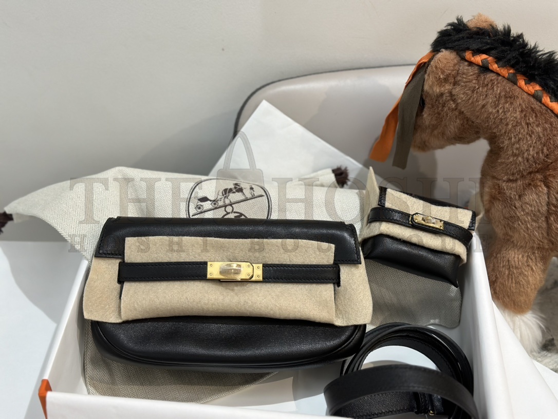 H**me5 Kelly Moove 18 Bag Black Gold Buckle Leather Detachable Strap Master Quality