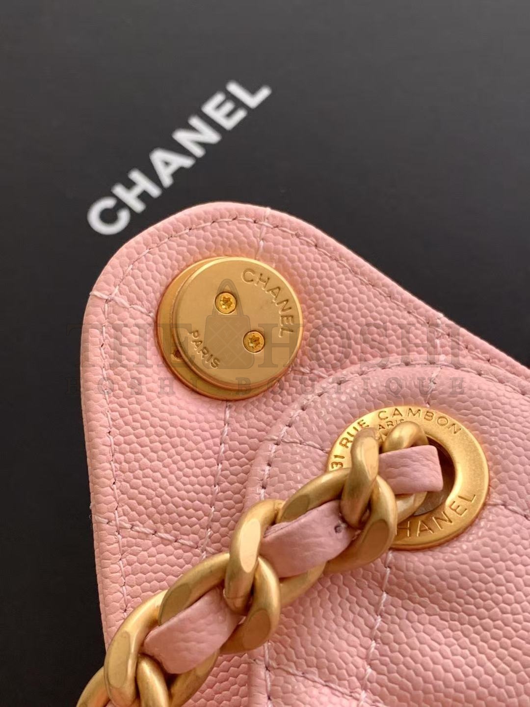 Ch**el 25C AS5293 Hobo Drawstring Bag Pink Caviar Leather with Gold Chain 30x26x14cm Master Quality