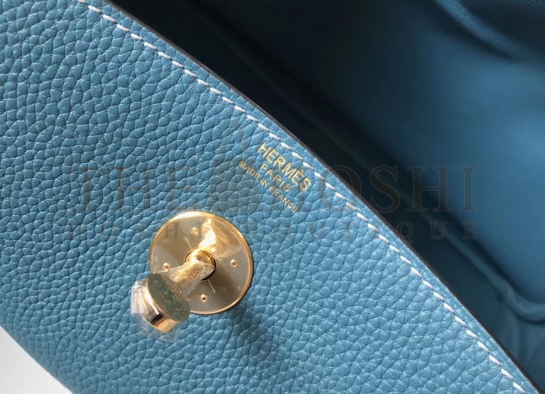 H**me5 Lindy 30cm Bag In Blue Jean Clemence Leather Master Quality