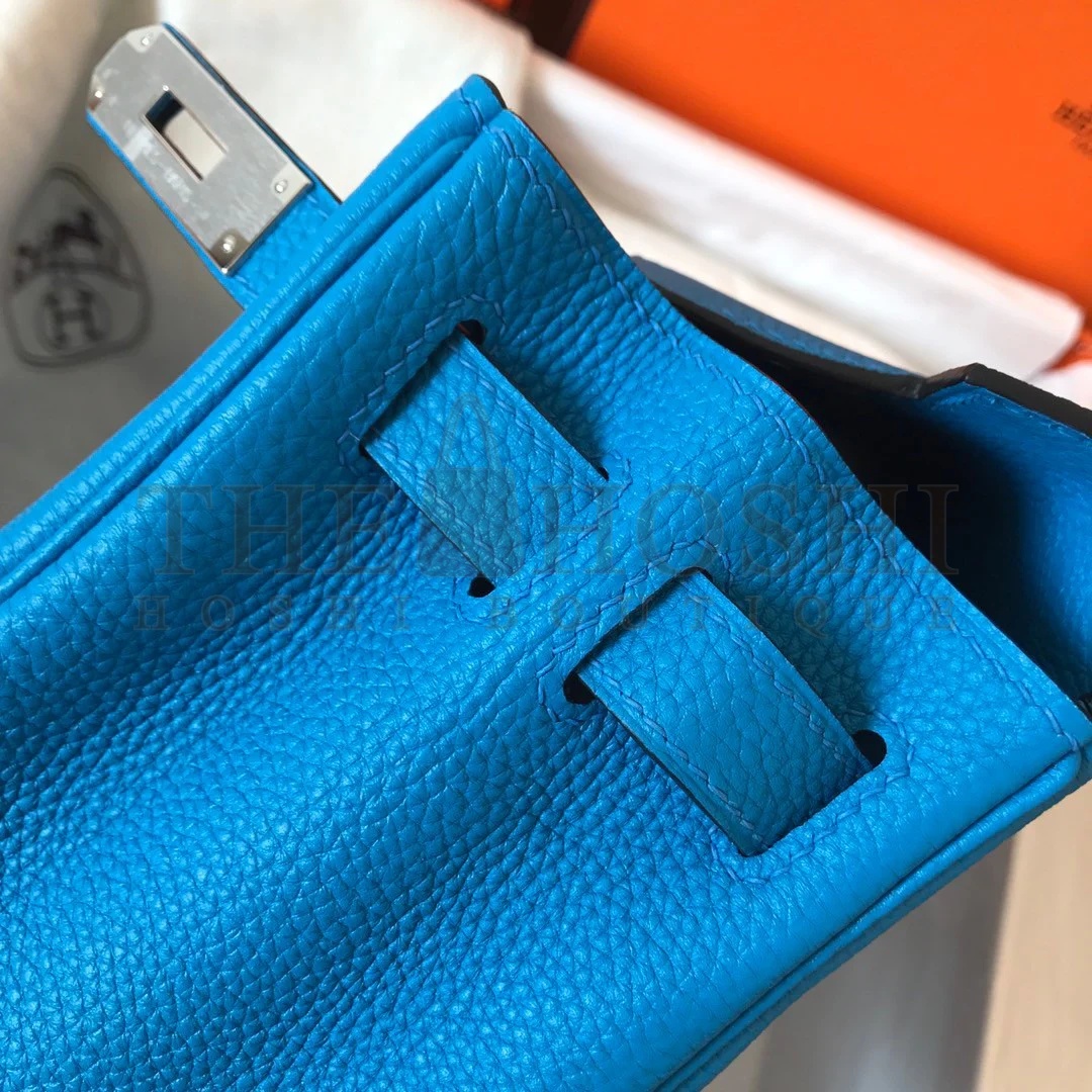 H**me5 Kelly Retourne 28 Handmade Bag In Blue Zanzibar Clemence Leather Master Quality