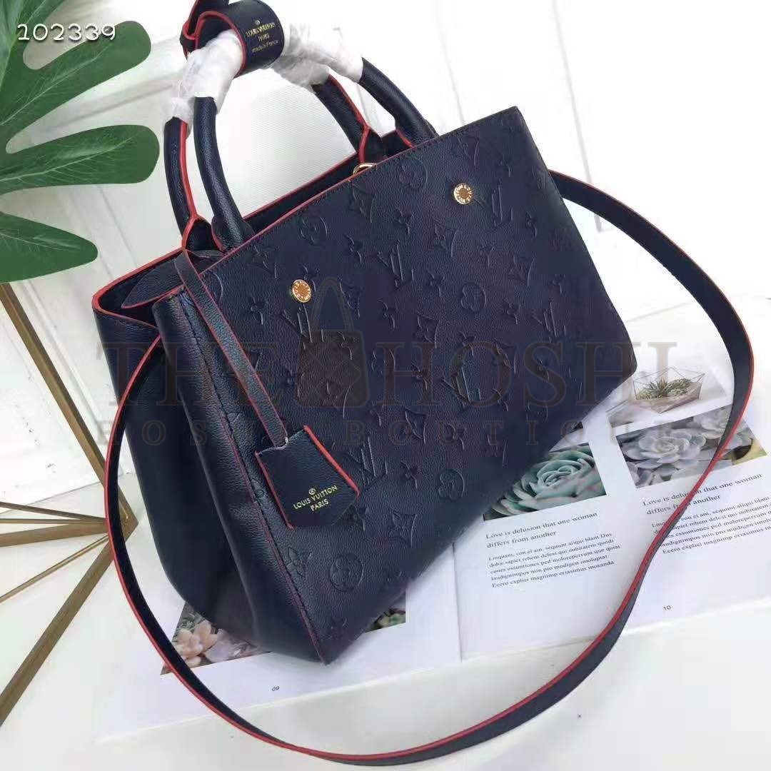 L0vis Vvtt0n LV Women Montaigne MM Handbag Monogram Empreinte Leather-Navy Master Quality