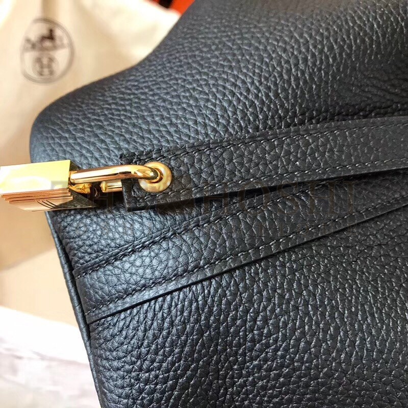 H**me5 Black Picotin Lock MM 22cm Handmade Bag Master Quality