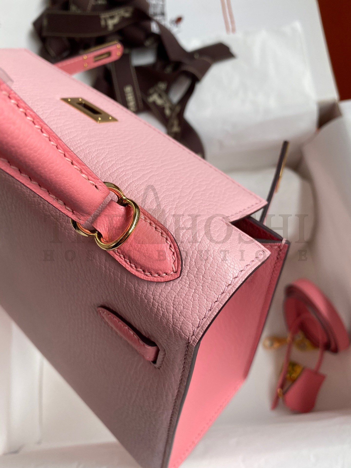 H**me5 Kelly Sellier 25 Bicolor Bag in Rose Confetti and Lipstick Mysore Goatskin Master Quality