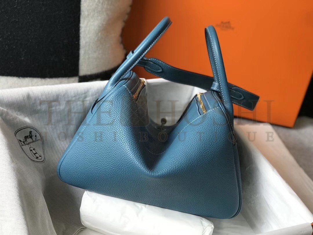 H**me5 Lindy 30cm Bag In Blue Jean Clemence Leather Master Quality