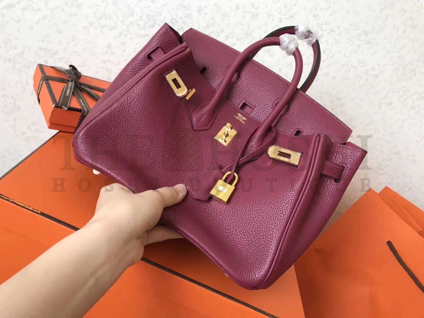 H**me5 Ruby Birkin 25cm Clemence Handmade Bag Master Quality