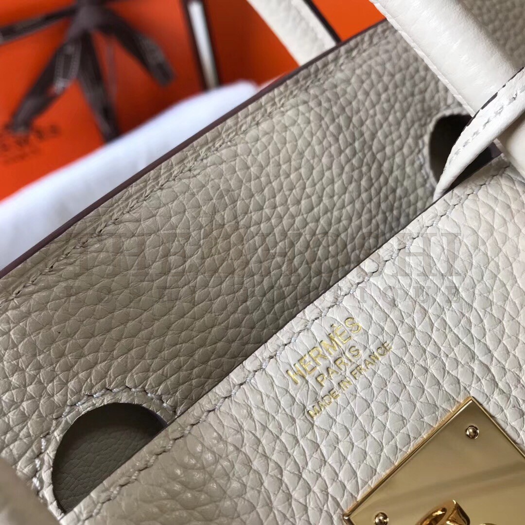 H**me5 Birkin 35 Bag in Beton Clemence Leather with GHW Master Quality