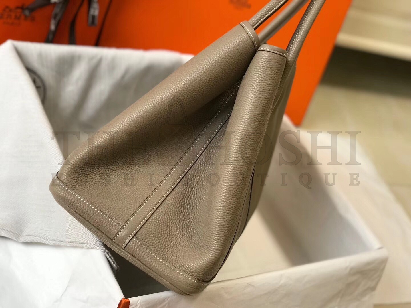 H**me5 Garden Party 30 Bag In Grey Clemence Leather Master Quality