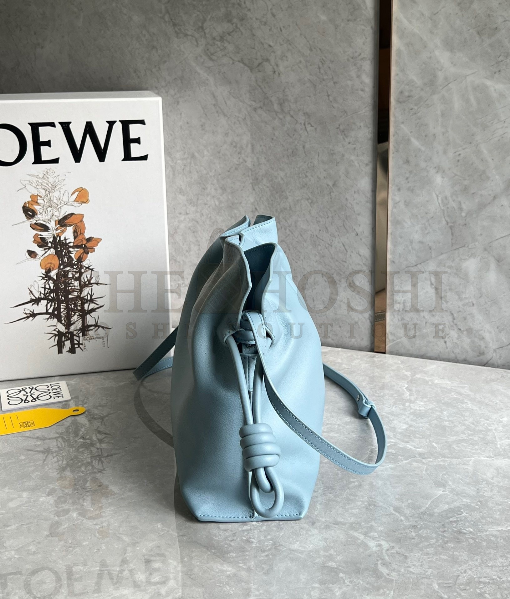 L0ew* Flamenco Clutch Bag In Dusty Blue Calfskin Master Quality