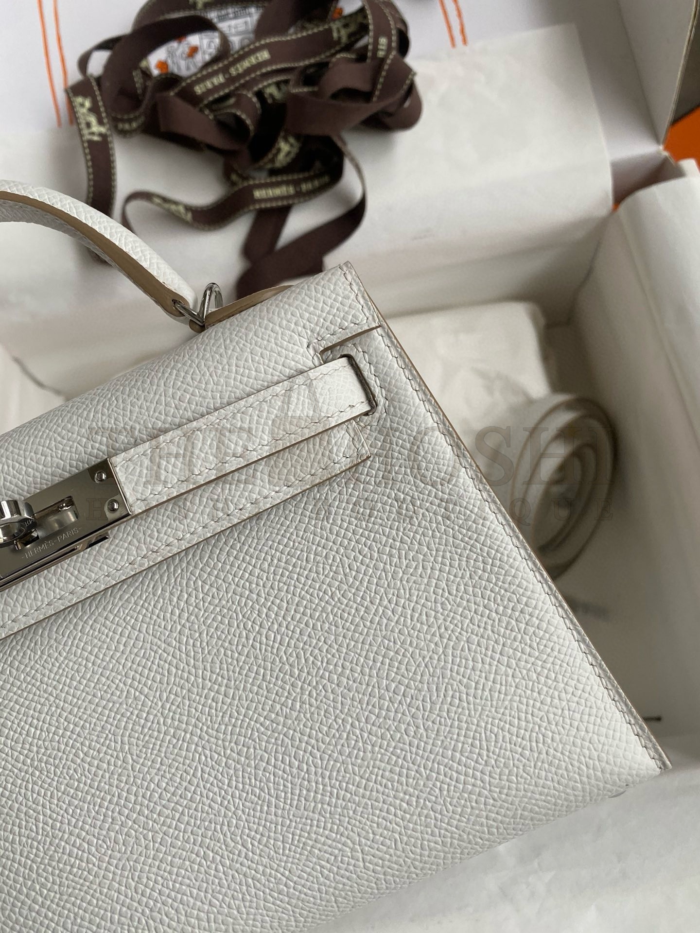 H**me5 Kelly Mini II Sellier Handmade Bag In Gris Pale Epsom Calfskin Master Quality