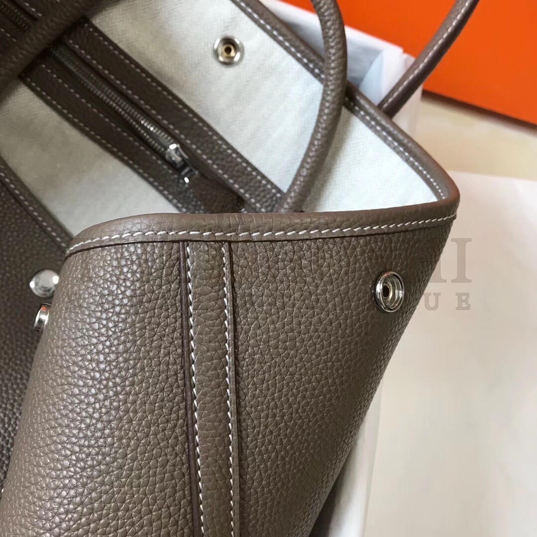 H**me5 Garden Party 36 Bag In Taupe Clemence Leather Master Quality
