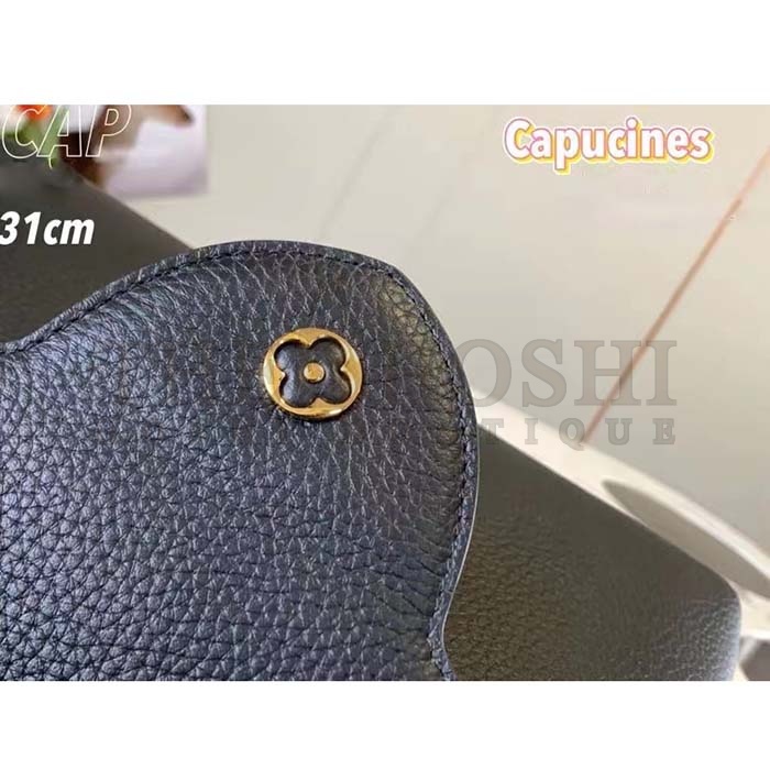 L0vis Vvtt0n LV Women Capucines MM Handbag Black Taurillon Calf Leather Master Quality