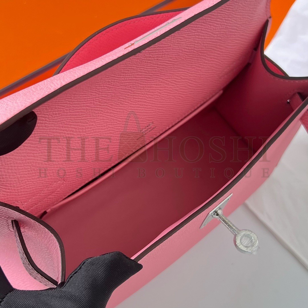 H**me5 Kelly Pochette Handmade Bag In Rose Confetti Epsom Calfskin Master Quality