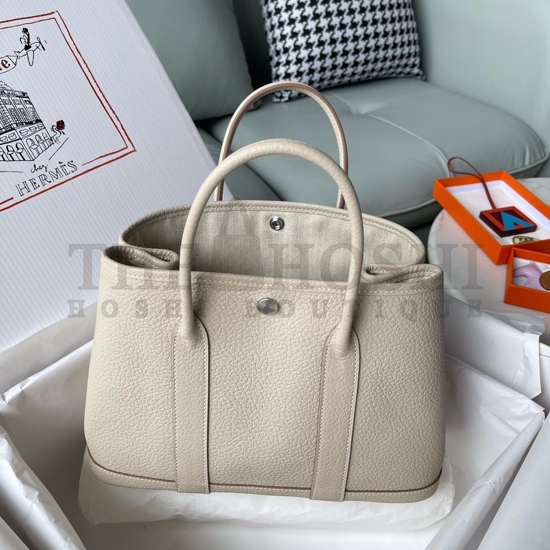 H**me5 Garden Party 30 Handmade Bag in Beton Negonda Leather Master Quality