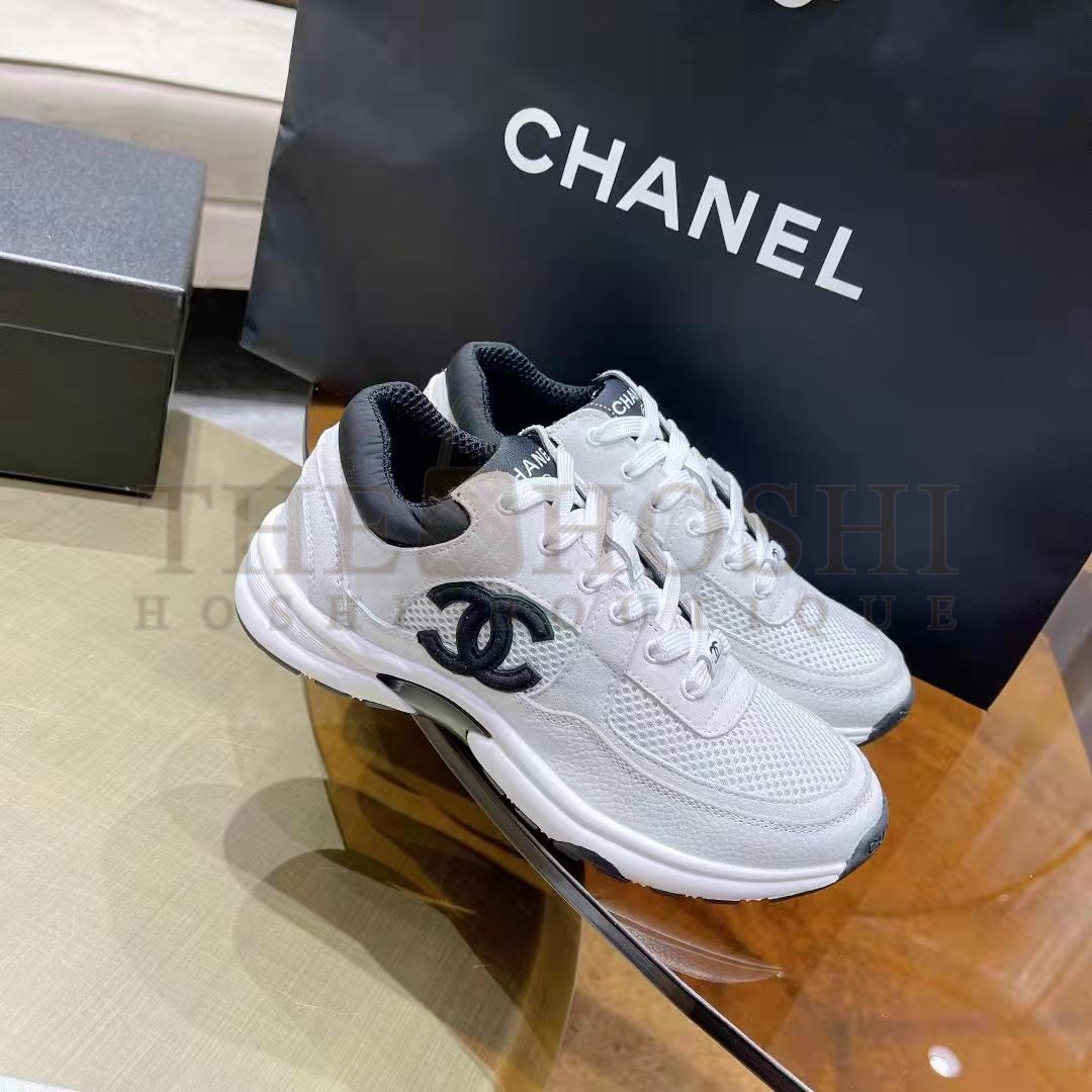 Ch**el  sneaker real leather  trainer CC Women Calfskin &amp; Mixed Fibers Sneakers White shoes Master Quality