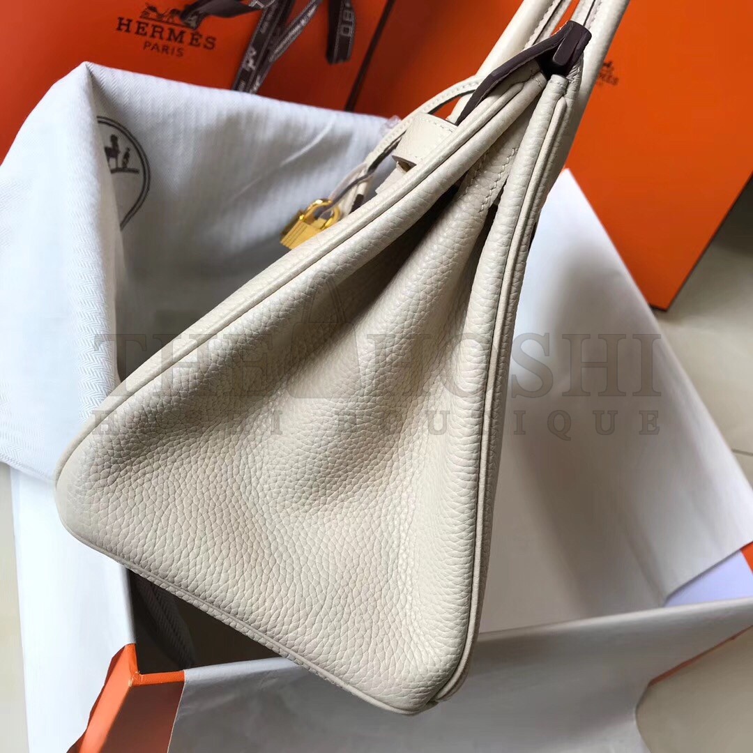 H**me5 Birkin 35 Bag in Beton Clemence Leather with GHW Master Quality