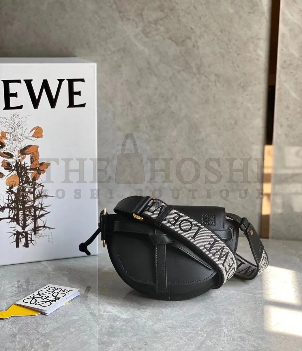 L0ew* Gate Dual Mini Bag In Black Calfskin Master Quality