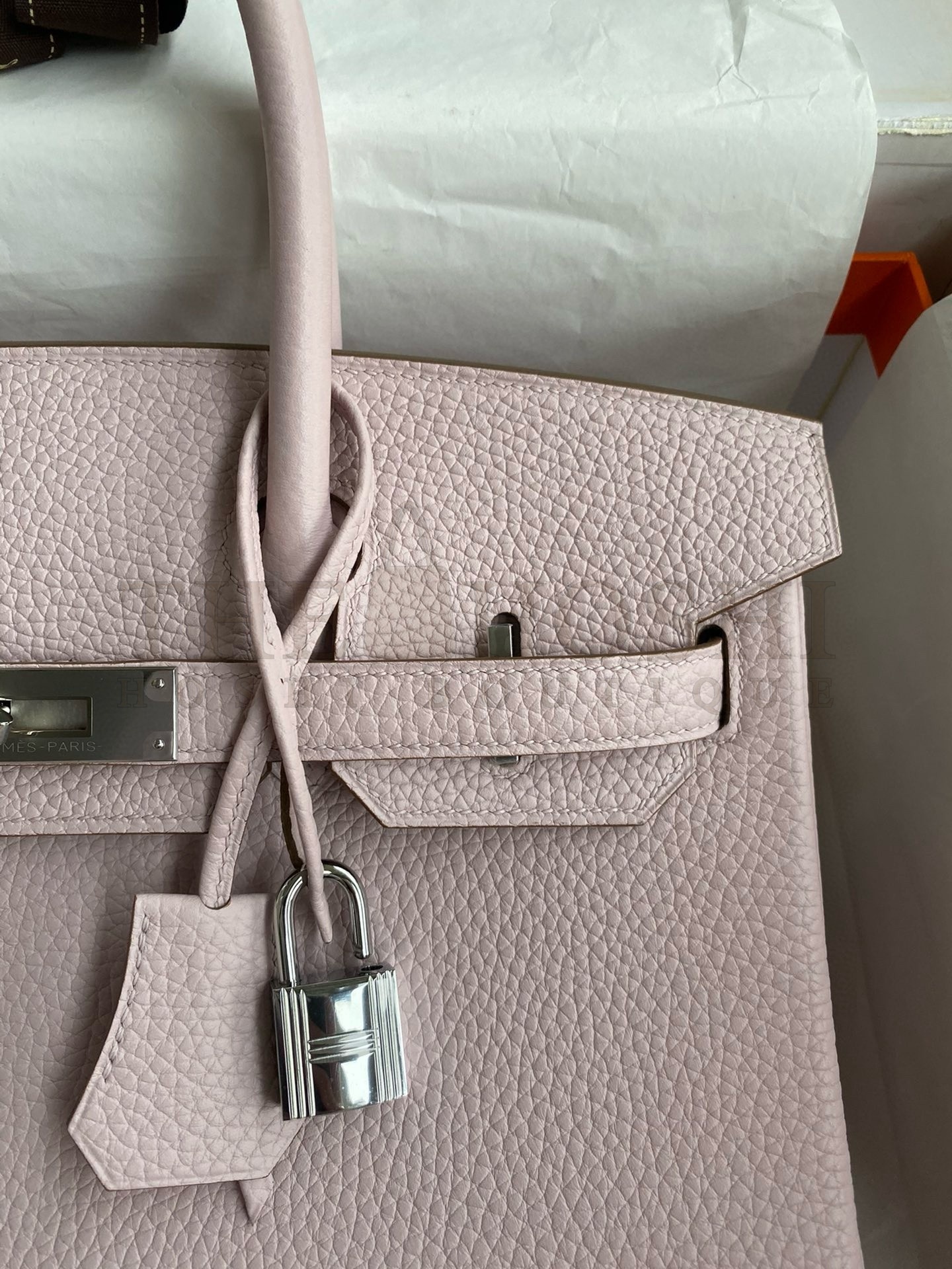 H**me5 Birkin 30 Retourne Handmade Bag in Mauve Pale Clemence Leather Master Quality