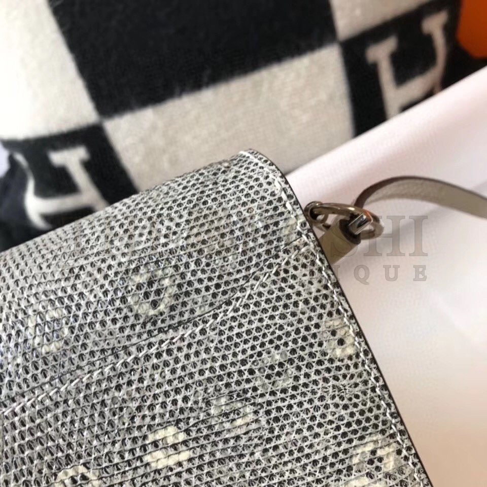 H**me5 Roulis Mini Bag In White Crocodile With Natural Lizard Master Quality